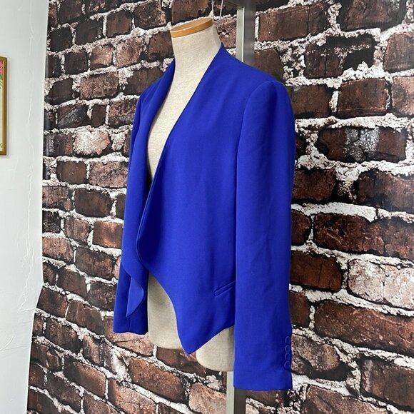 Vince Camuto Blazer Jacket Open Front Drape Cobalt Blue Coat Size 10 Petite 10P - Picture 6 of 15